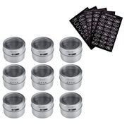 Magnetic Spice Jar Set With Stickers Stainless Steel